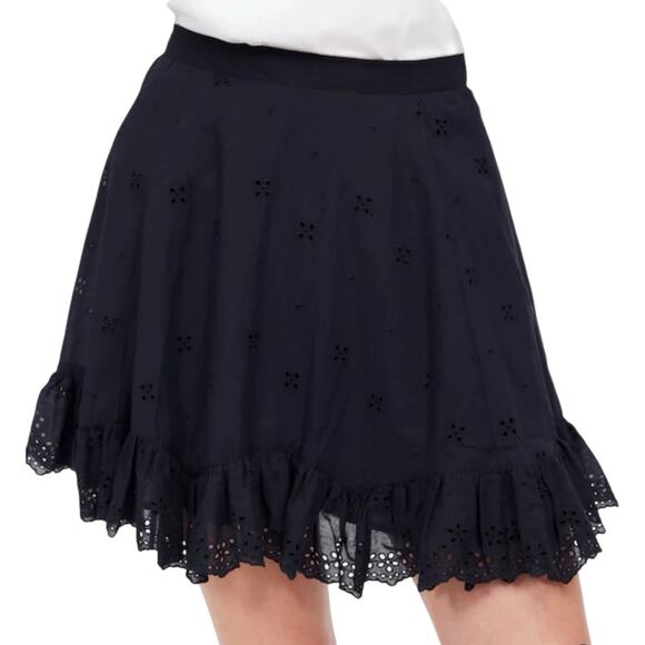 NWT Madewell Eyelet Mini Skirt Black Size 4 in Cotton Voile - Picture 1 of 11